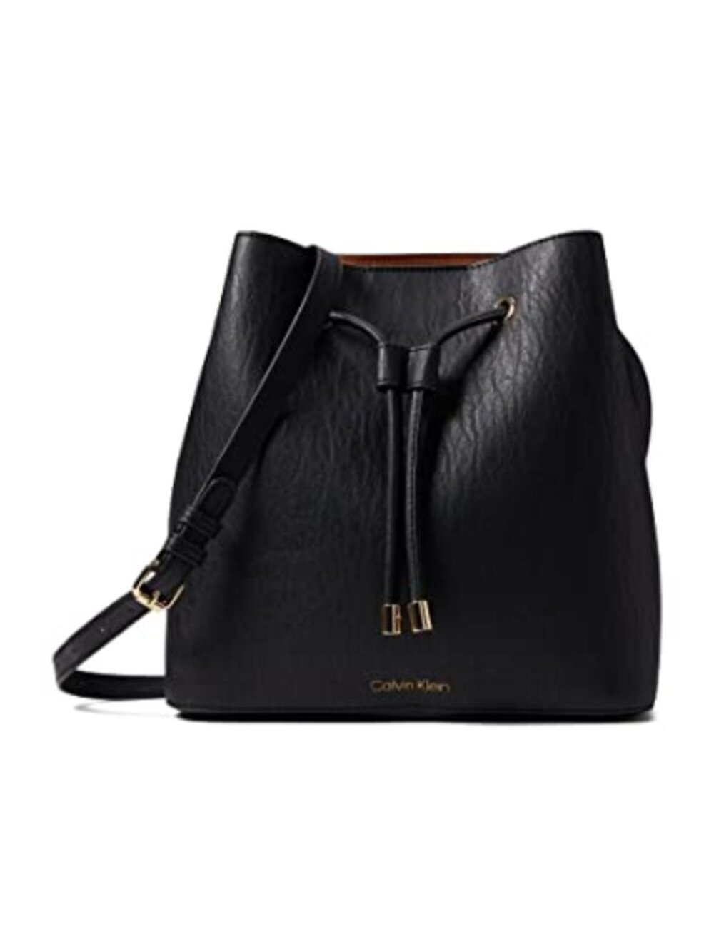 Faux Leather Bucket Shoulder Bag Crossbody Drawstring